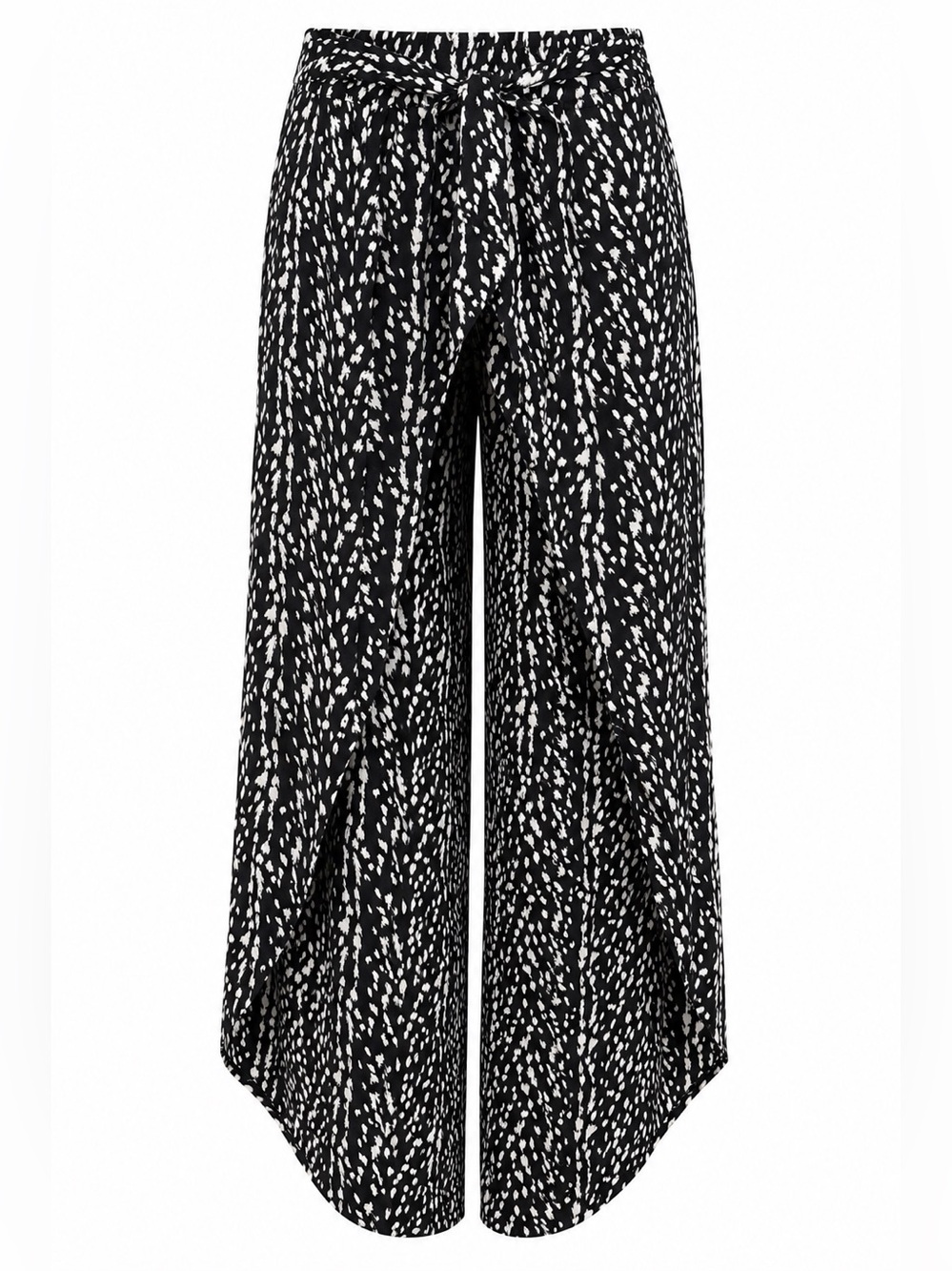 NWT Tribal XIX Palms Ibiza Resort Cover-Up Pants XS Black White Print Wide Leg